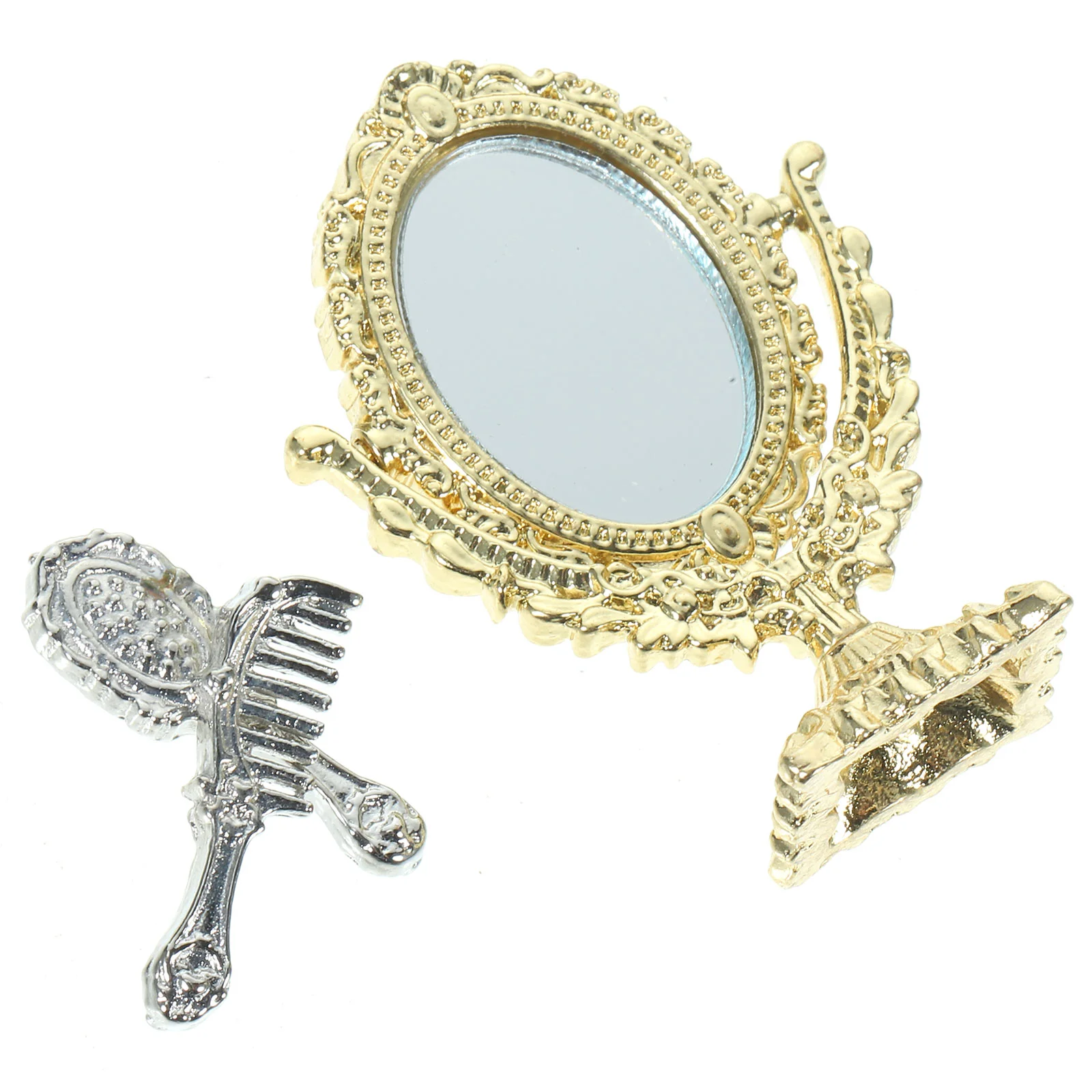 

Dollhouse Mirror Comb Set 1 12 Scale Golden Miniature Dollhouse Mirror Model Sliver Comb Antique Mirror Doll House