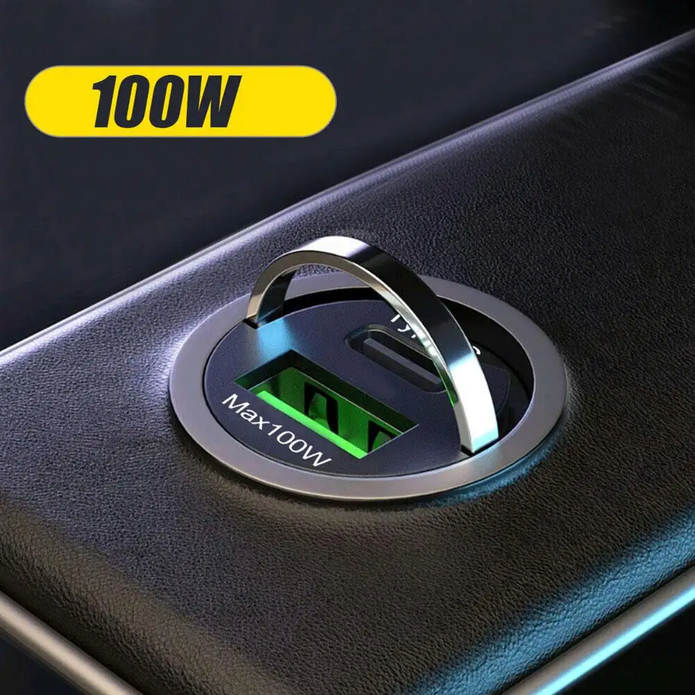 100 واط شاحن سيارة أخف PD شحن سريع USB نوع C سيارة مهايئ شاحن الهاتف آيفون 15 14 13 شاومي هواوي سامسونج