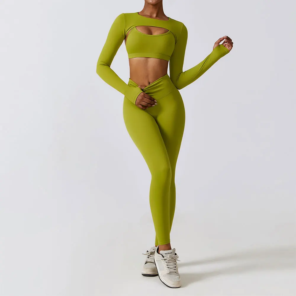 Women's Colour Block Activewear Gym Set Including Crop Vest And Leggings