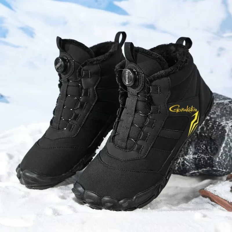 Men's Non-Slip Fleece Wading Shoes, Rubber Sole, Spiral Buckle, Waders, Snow, Warm, Winter, Size 40-46,