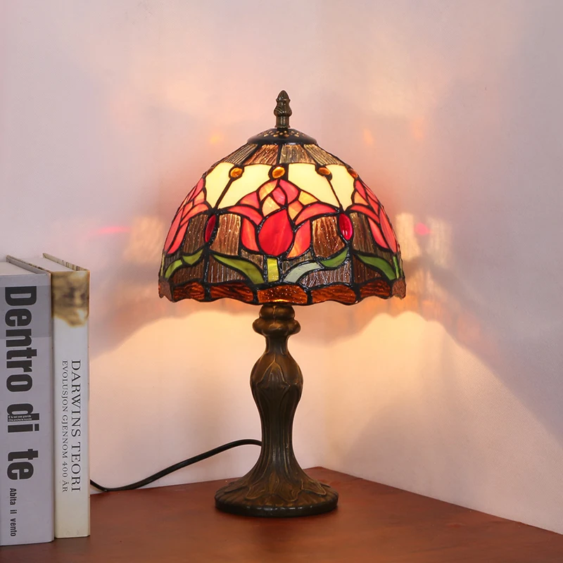 

Vintage Tiffany Table Lamps Mediterranean Baroque Stained Glass Led Stand Desk Light Fixtures Bedroom Bedside Lamp Home Decor