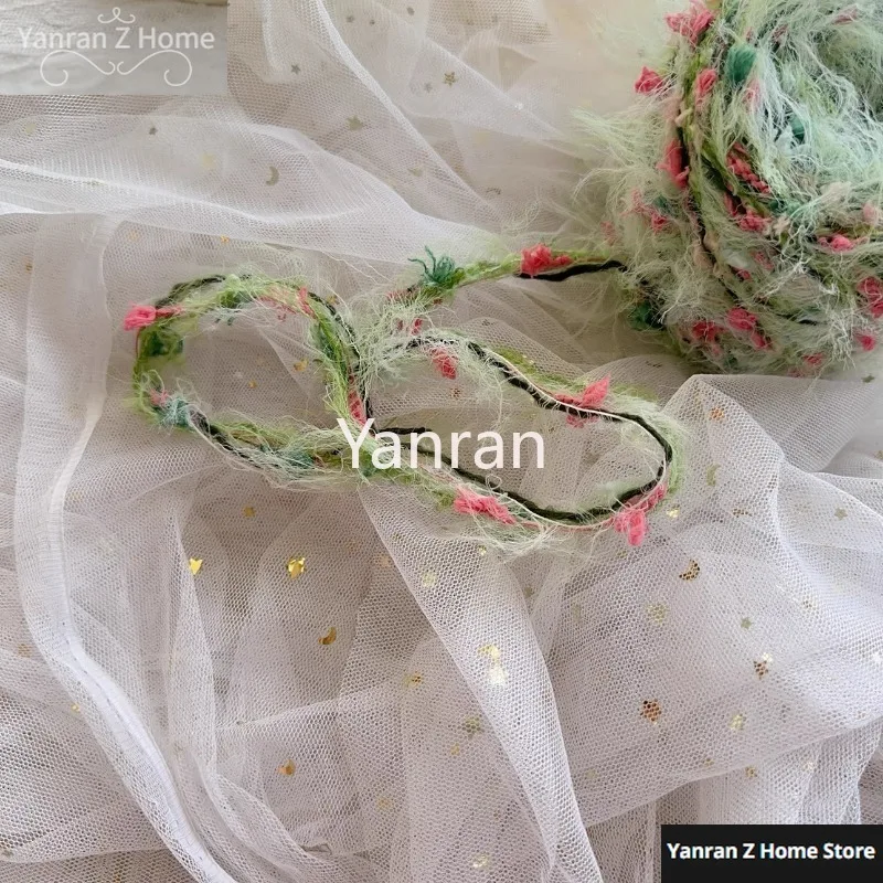 50g Garden Series Hand Mixed Knitting Yarn Green Flower Thread Handmade Crochet Stick Needle Woven Bag Hair Loop Yarn Gift Decor 5