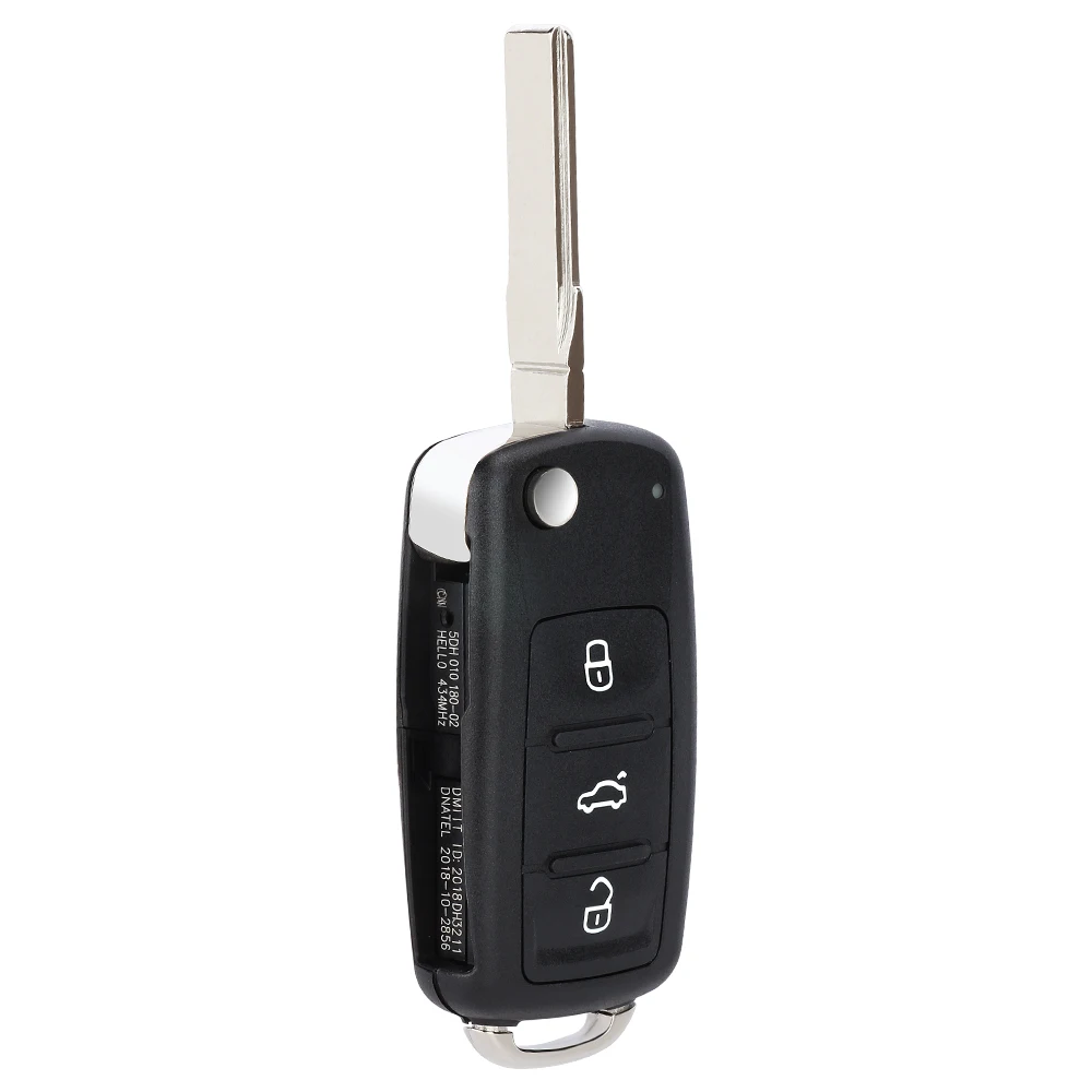 KEYECU Flip Remote Car Key Shell Case With 3 Buttons For Volkswagen Golf Beetle Caddy Eos Polo Scirocco Jetta For Skoda Seat Key Case Car Key Shell Key Shell