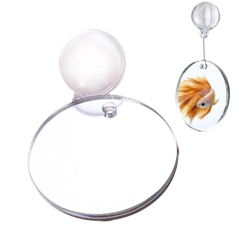 Betta Fish Mirror Round Divertente Fishbowl Mirror Specchio Per Pesci Impermeabile Fish Tank Decor Per Home Office Living Room Acquari