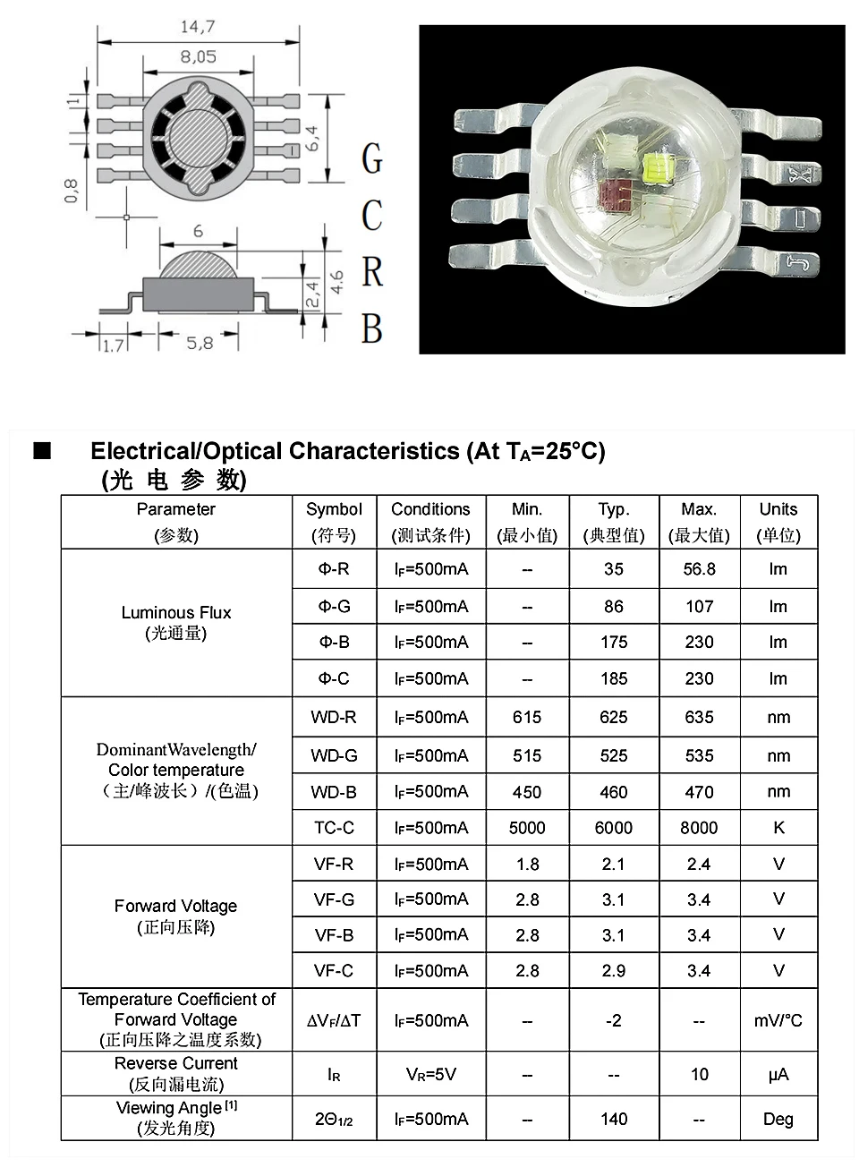 rgbwa uv em led talão fonte da lâmpada led chip rgbwa lâmpada led talão de luz led para iluminação de palco led