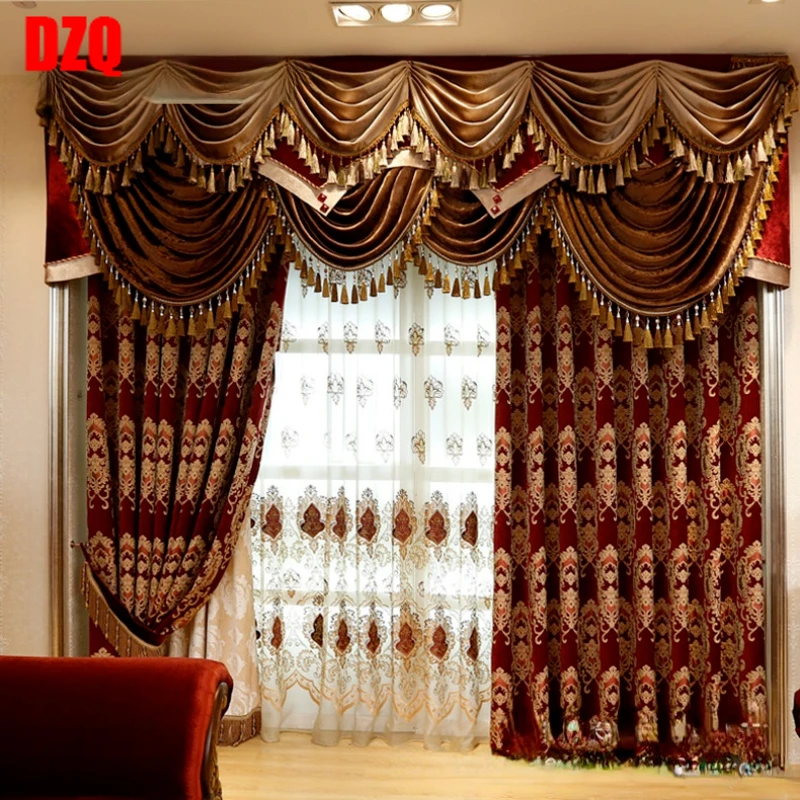 

Luxury European-style Chenille Curtain Fabric for Bedroom Wedding Room and Living Room High Shading Rate Curtain Custom