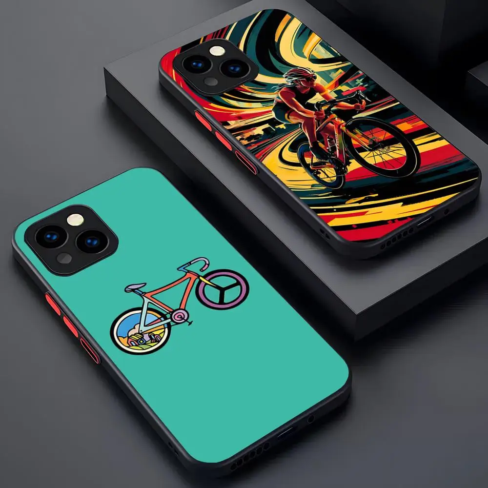 Bicycle Cycling Art Matte Transparent Phone Case Back Cover