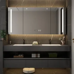 Modern Minimalist Bathroom Cabinets Slate Integrated Seamless Washbasin Bathroom Vanity Cabinet with Sink Bathroom Furniture