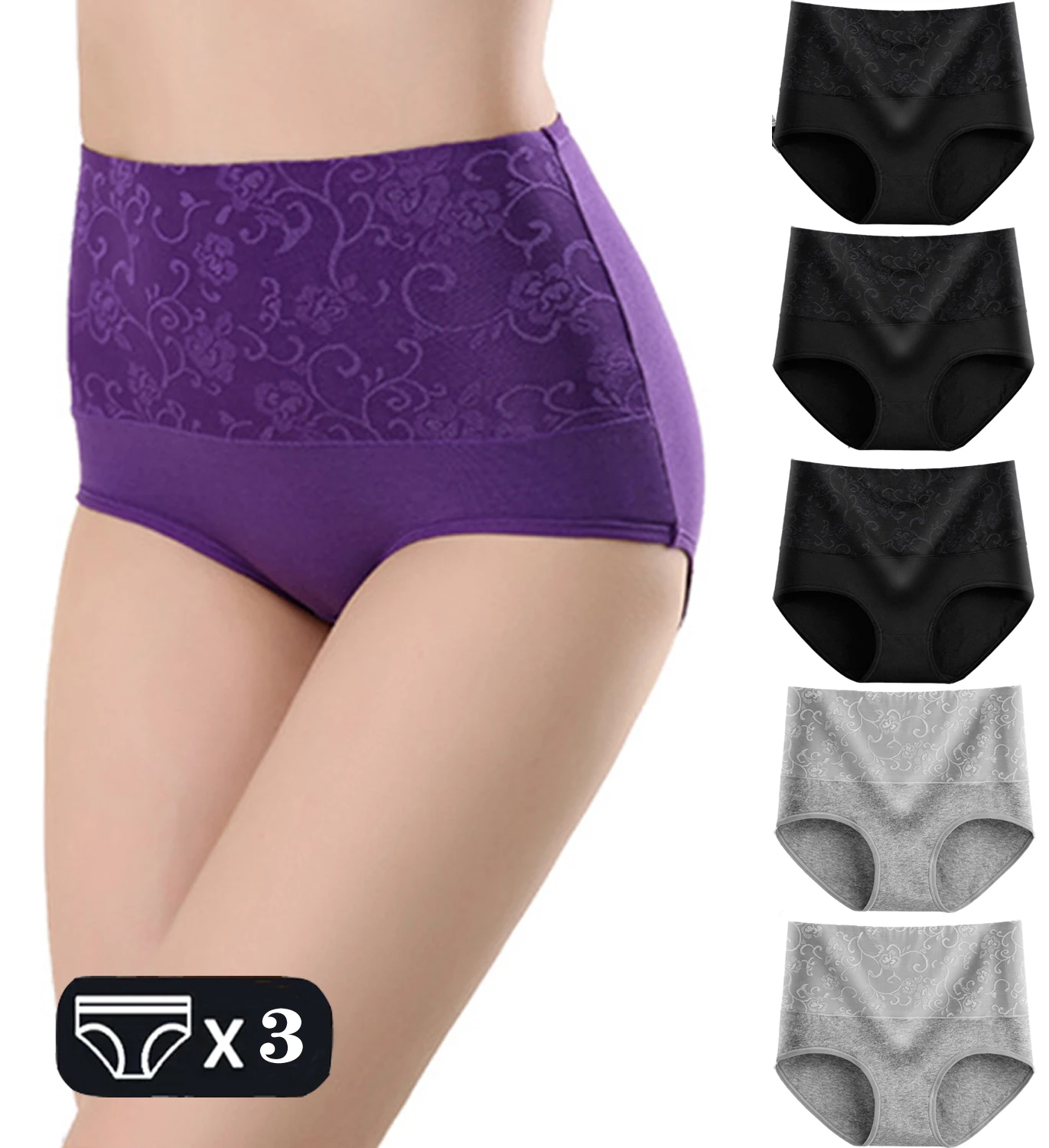 

3Pcs Plus Size Panties Cotton Pantys High Waist Women's Underwear Abdominal Briefs Female Postpartum Recovery Panties For Women