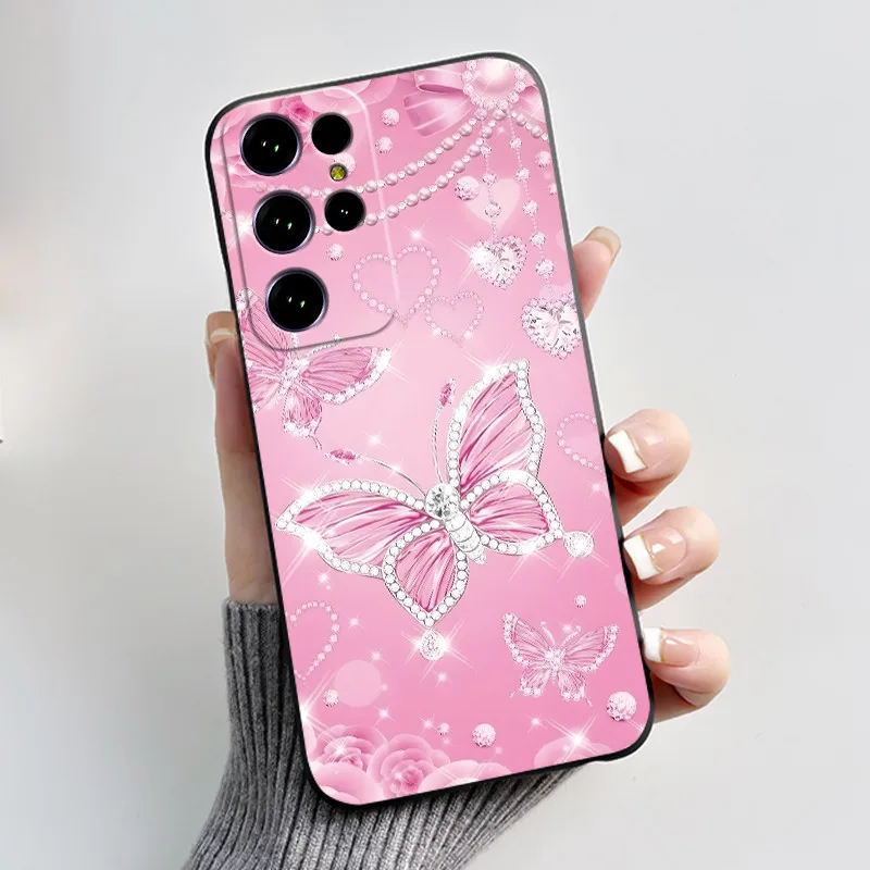 Cute Flower Cartoon Black Silicone Phone Case - Soft, Printed Cover