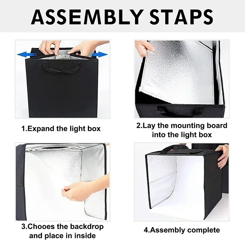Mini Photo Studio Light Box 15.7" x 15.7" Horn Album Shooting Tent kit Portable Foldable Advertising Light Photography PVC Backg