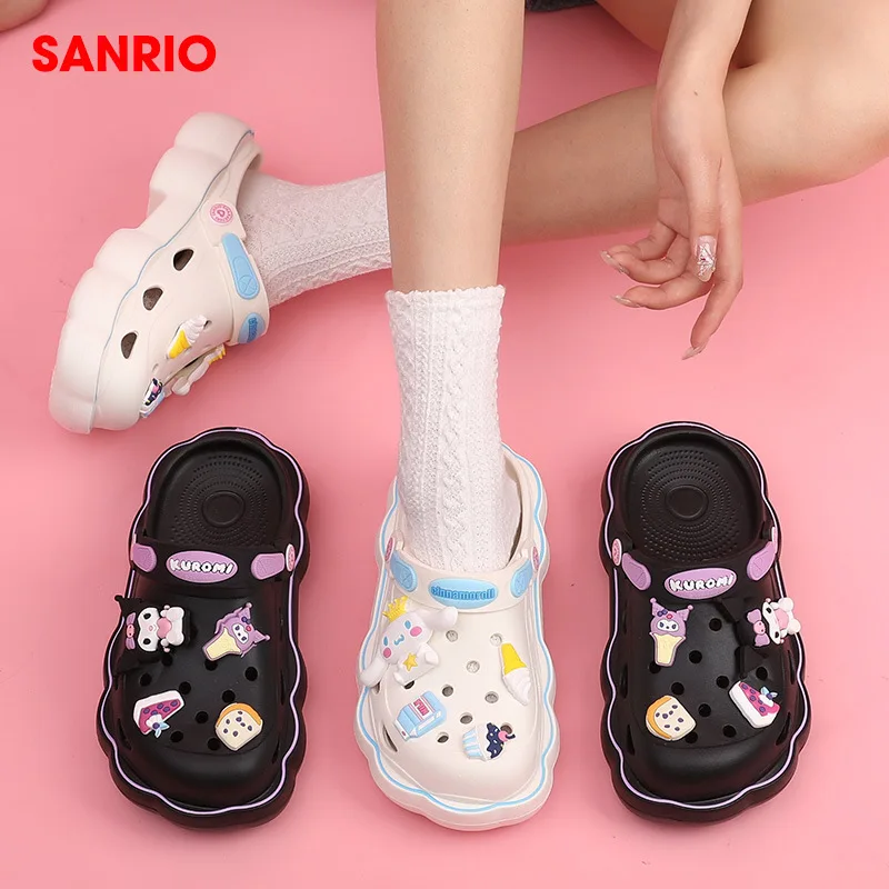 

Kawaii Anime Cute My Melody Kuromi Cartoon Cinnamoroll Hello Kitty Sanrio Crocs Sandals Breathable Thick Sole Toe Slippers