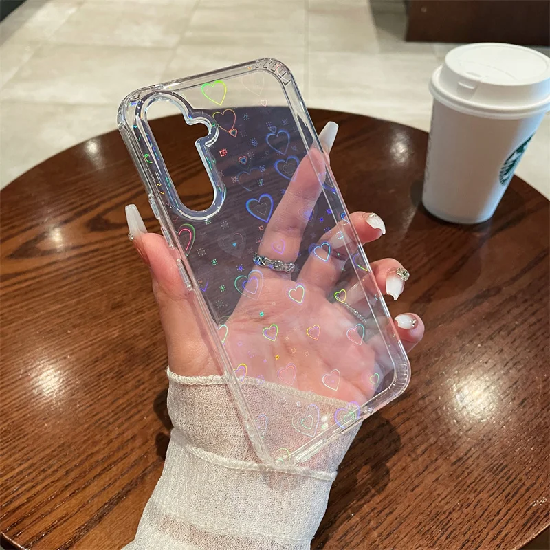 Clear Laser-Engraved Heart Love Phone Case