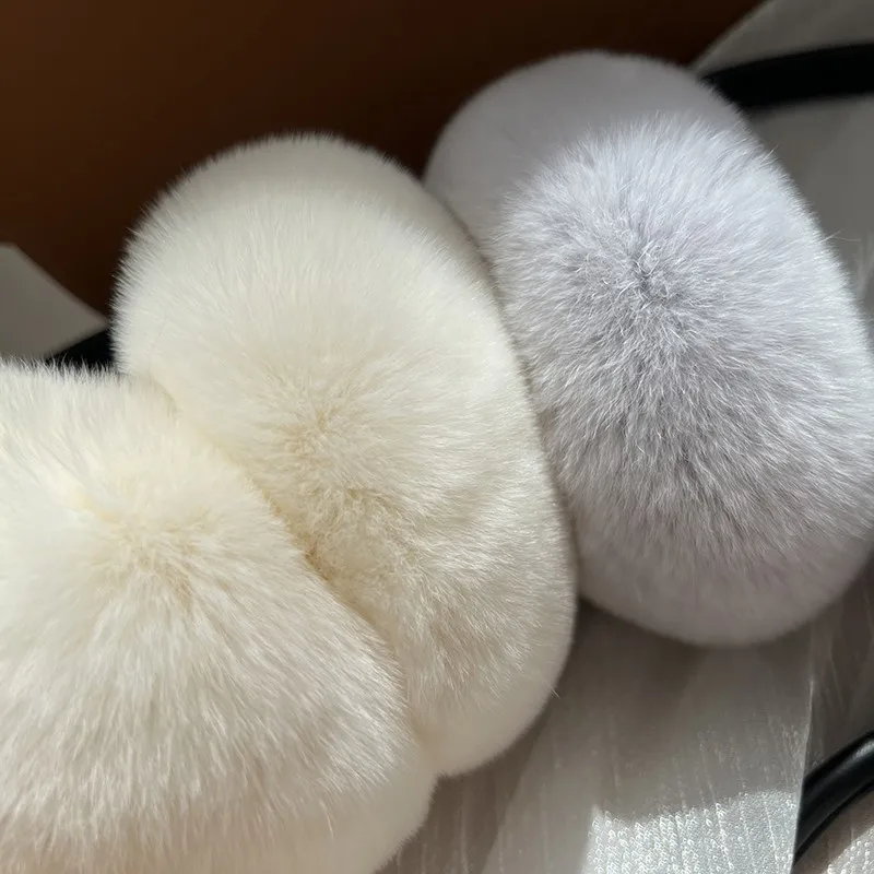 Headphones Genuine Rabbit Fur Earmuff Headbands Winter Accessories for Women Ear Cover warm earmuffs,fur earmuffs