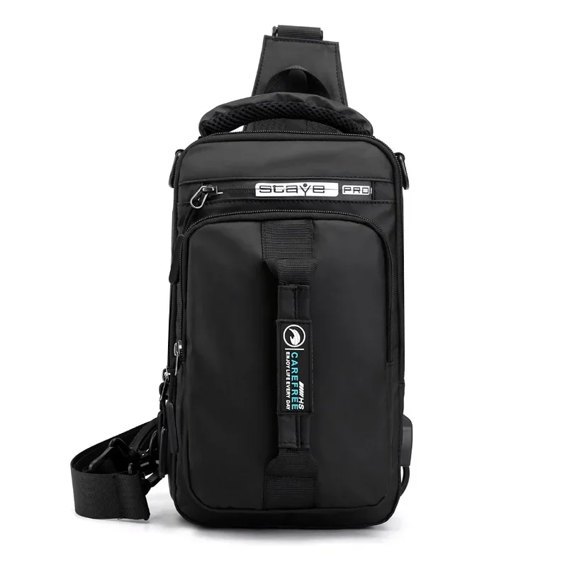 Multifunction Crossbody Bag Men USB Charging Chest Pack Short Trip Messengers Chest Bag Waterproof Large Capacity Shoulder Bag