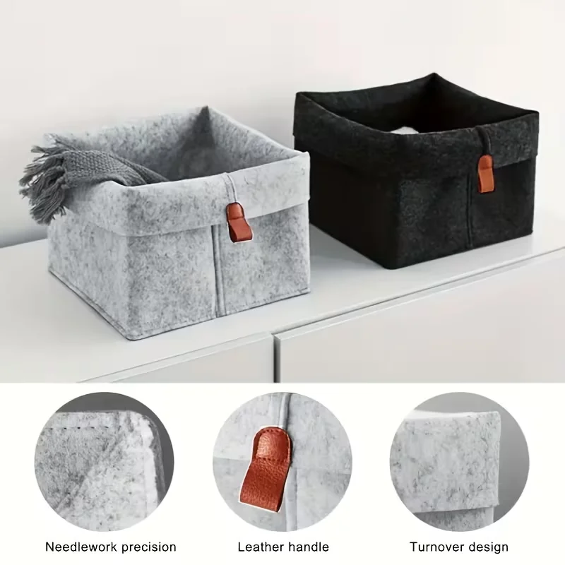 Clothes Felt Storage Baskets Home Bathroom Laundry Office Toy Organizer Box Underwear Sundries Bucket Dormitory Storage