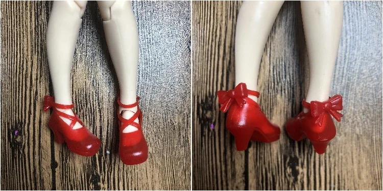 1/6 High Heel Shoes For Dolls For Licca Momoko Doll Blyth doll Fashion Plastic Shoes For Girls Dolls White Red Shoes