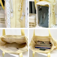 Y2k nouveau sac à bandoulière doux Ita Lolita fille sac à bandoulière Transparent femmes grande capacité sac fourre-tout en dentelle mignon bricolage affichage sac à main 5