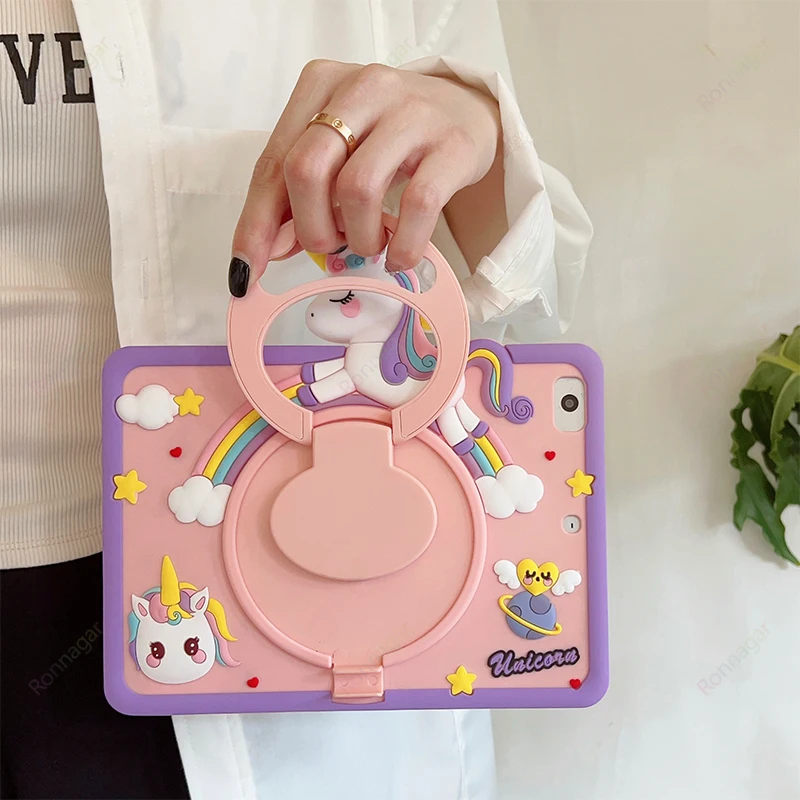 Deluxe 360 Rotating Tablet Case with Pencil Holder and Handle Stand - Floral Design