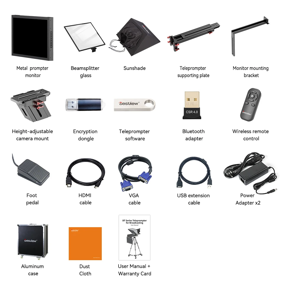DT20-M Dual-Screen HDMI-compatible/3G-SDI High-Bright Teleprompter (20")