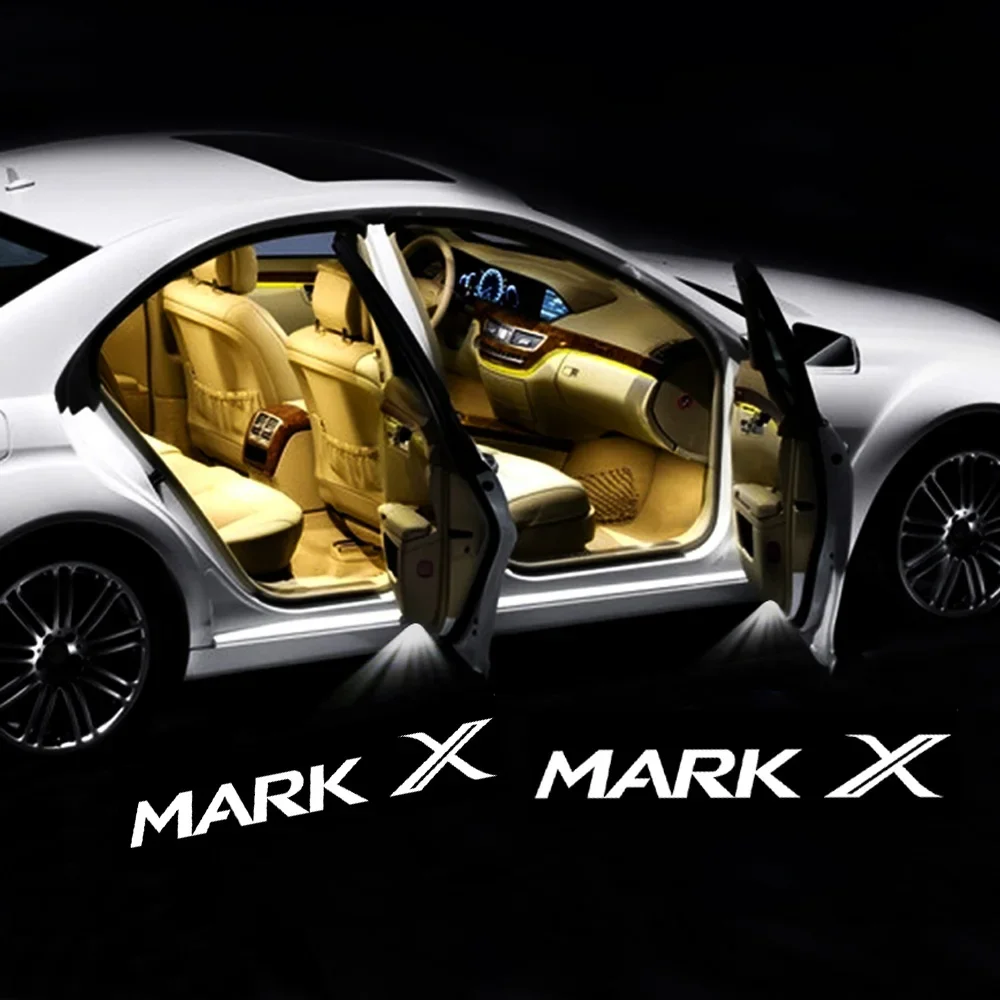 흰색 MarkX 로고 LED 카펫 조명, 환영 조명, 도요타 레이즈 프라도 아발론 자동차 스타일링, 도요타 자동차 문짝 라이트