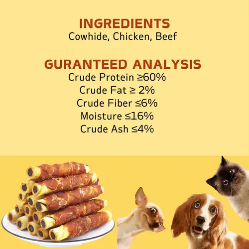 150g/5.29oz  Chicken Wrapped Cowhide Chocolate Stick, Meat Dog Snacks, Made From Chicken Meat And Beef Skin, Beef Stuffing - Image 6