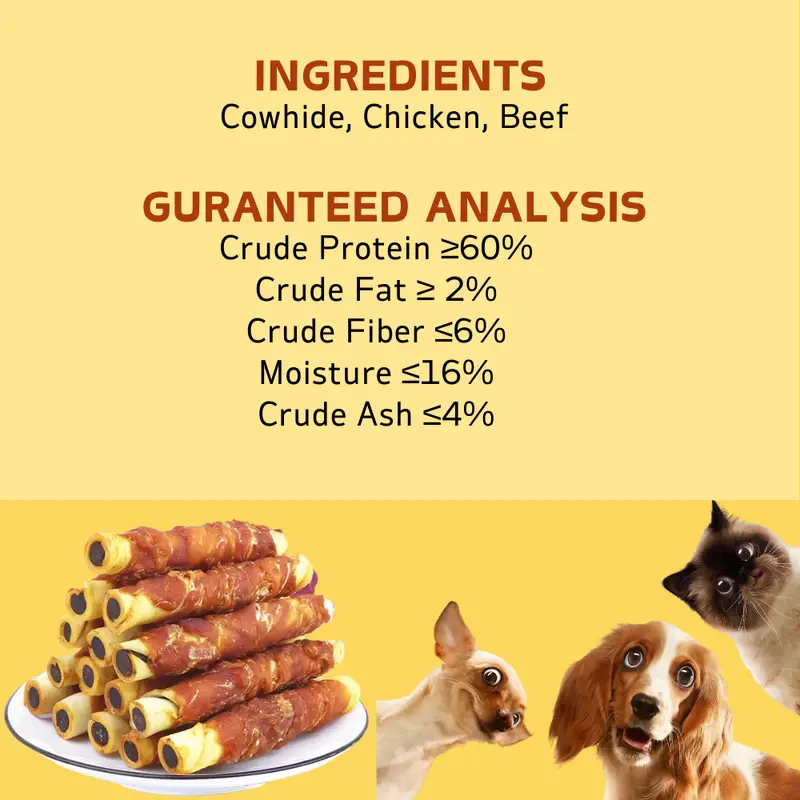 150g/5.29oz  Chicken Wrapped Cowhide Chocolate Stick, Meat Dog Snacks, Made From Chicken Meat And Beef Skin, Beef Stuffing - Image 6
