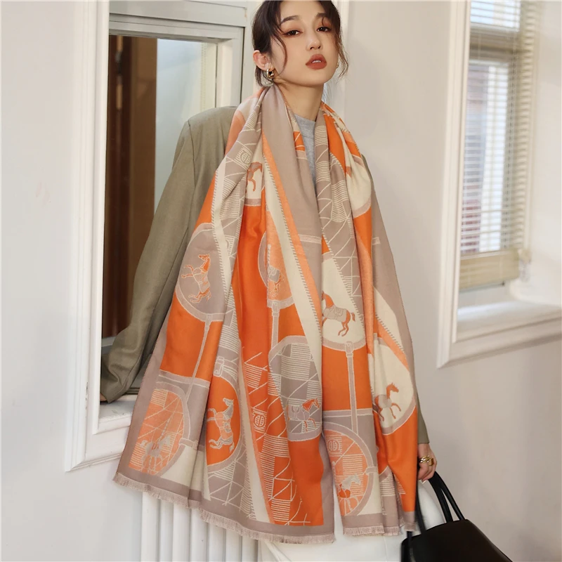 Thick Simple Cashmere Scarf Women Luxury Double Side Winter Warm Pashmina  Shawl Wraps Blanket Bufanda Outdoor Stoles Foulard New