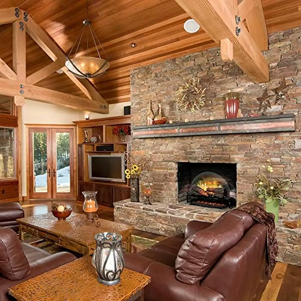 25" Revillusion Plug-In Log Set Authentic Design with Remote Control Full Grate Life-Size Hardwood-Cast Logs Instant Ambiance 2