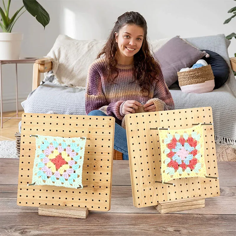 Wooden Crochet Blocking Board – Bamboo Knitting Kit for Granny Squares 2