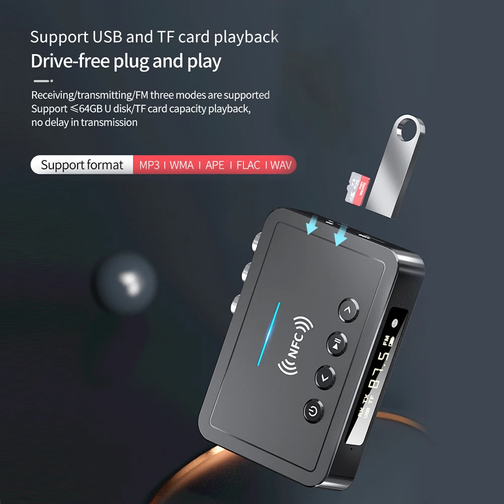 Bluetooth 5.4 M6 Remote Controller Bluetooth Receiver Transmitter Digital Adapter 3.5mm AUX/RCA/USB U Disk/TF Input Rechargeable