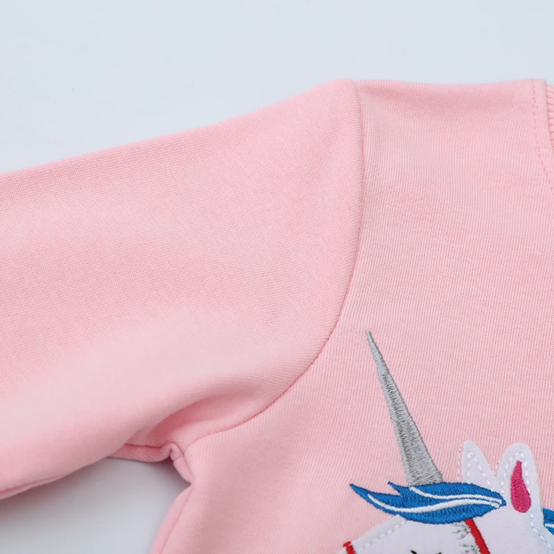 Pink Children's Clothing Baby Girls Hoodies Kids Clothes 2025 New Autumn Spring Embroidery Unicorn Infants Sweatshirts