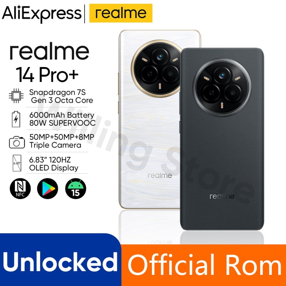 Original Unlocked realme 14 Pro Plus 5G NFC Snapdragon 7S Gen 3 Octa Core 6000mAh Battery SUPERVOOC 50MP OIS Camera Smartphone