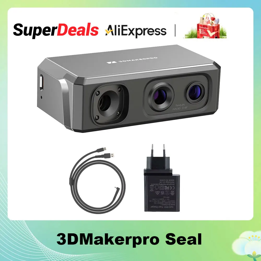 3dmakerpro-escáner 3D de sello para impresora 3D, dispositivo con precisión de 0,01mm, de 24 bits cámara a Color, velocidad de escaneo de 10FPS, escáner de escaneo antivibración