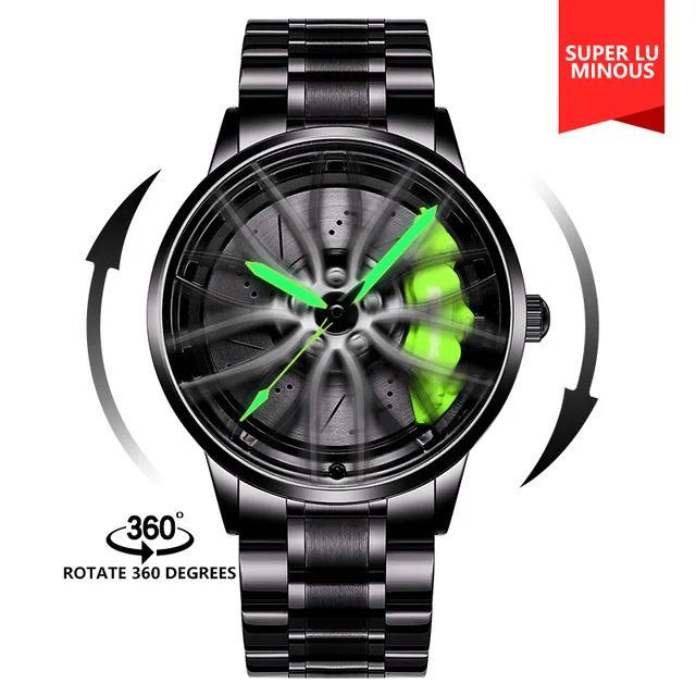 2022 Watch for Men Unique Custom Design Real 3D Car Wheel Watch Fashion Waterproof Sport Watch Men Rim Hub Watch Quartz Watch 