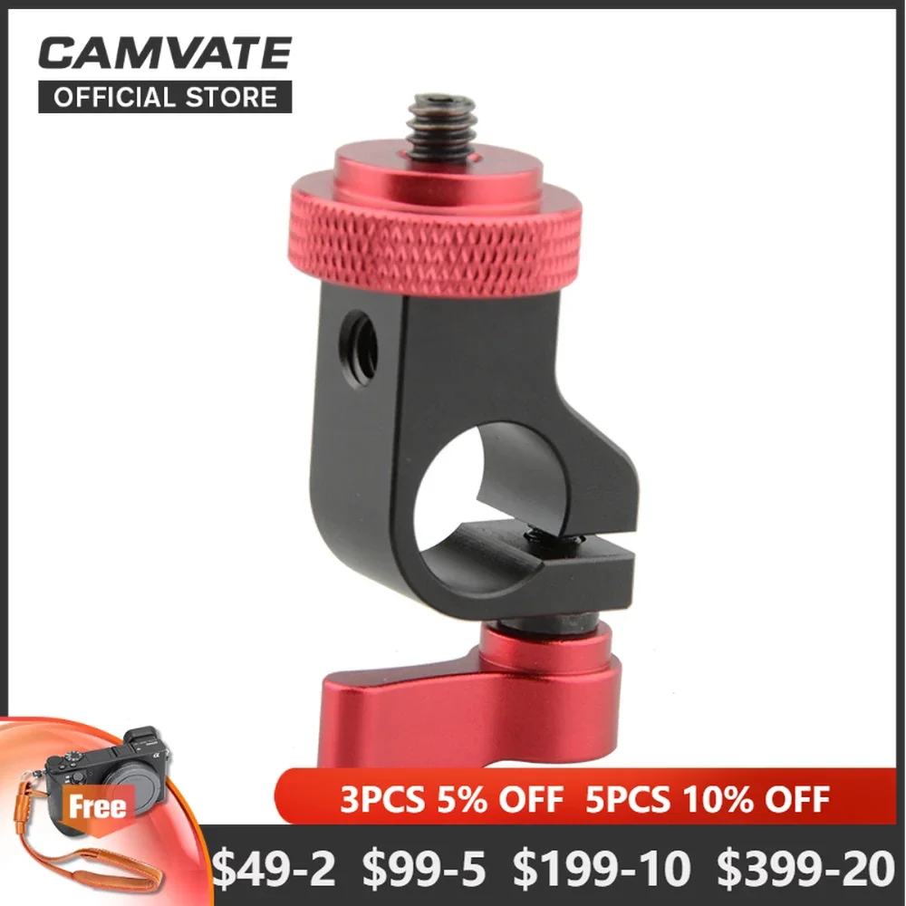 

CAMVATE 15mm Single Rod Clamp Adapter Holder With 1/4"-20 Screw Mount For DSLR Camera Cage Rig 15mm Rail Rod Monitor Video Light