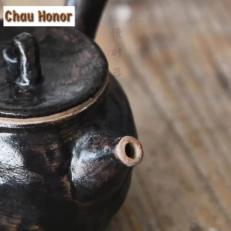 150ml Wabi-sabi Style Stoneware Side-handled Pot Zen Tea Set for Clumsy Hands Teapot Japanese Tea Brewing Jixu Kettle Gift Box