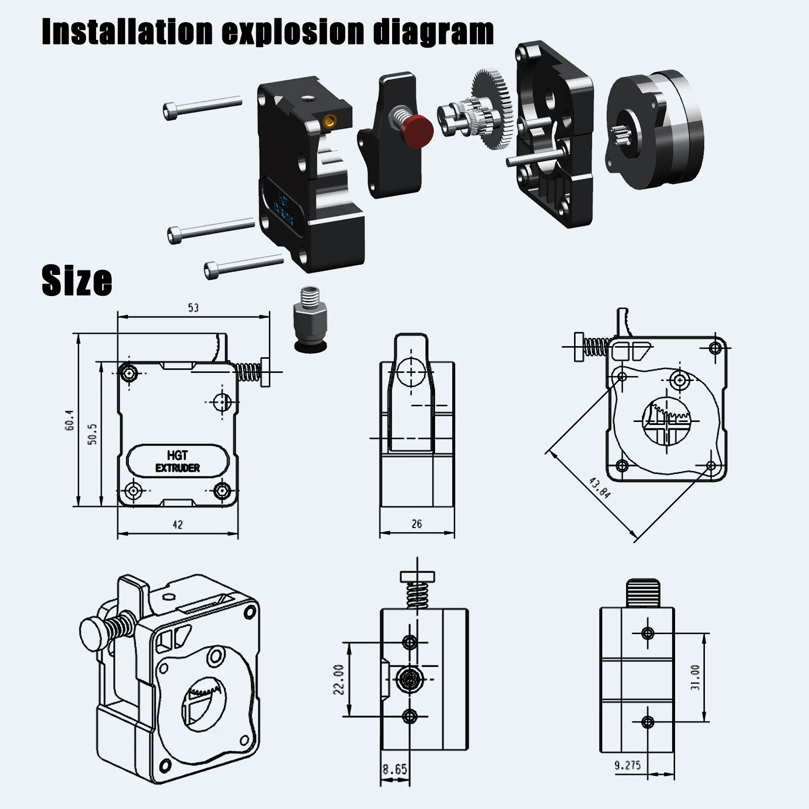 mini dde dupla unidade extrusora de engrenagem compatível com ender ender pro ender ender pro kelier nema motor