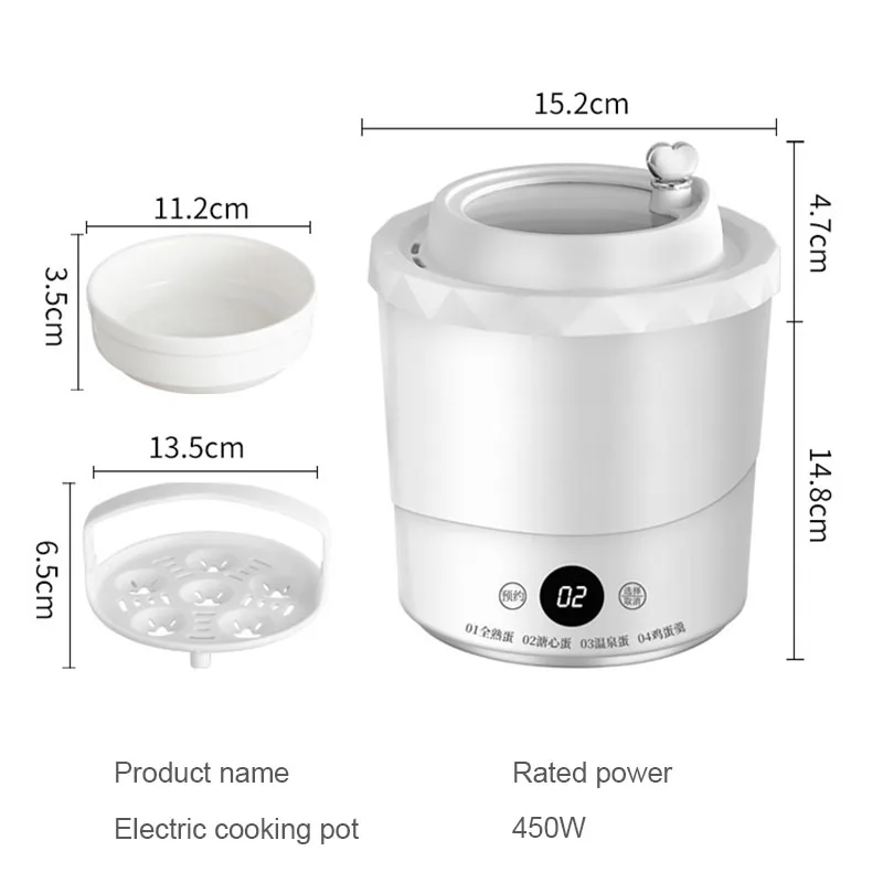 Multifunctional Household Electric Stewed Eggs Boiler Automatic Power-off of Custard Steamer Egg Cooker Poacher Heater Warmer EU