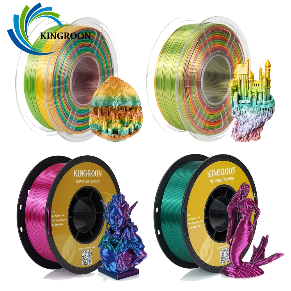 New Silk Rainbow PLA 1KG 1.75mm Macaron Universe Forest Candy Rainbow PLA 3D Printing Filament Fast Free Shipping kingroon petg filament 1kg 1 75mm ±0 03mm for 3d printer pla tpu 2 2lbs 3d printing plastic material eco friendly fast shipping