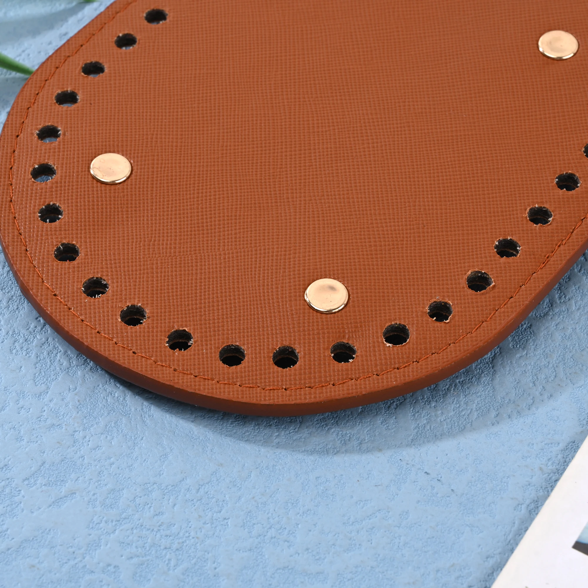 New 14.5*11cm Diy Hand-Woven Bag Hardware Accessor Cross Pattern Pu Oval Bag Bottom Women'S Bag Accessories For Handbags