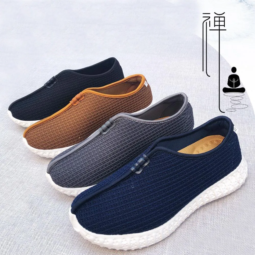 Summer New Male Monk Shoes Breathable Chinese Traditional Buddhist Lay Meditation Shoes Zen Lohan Arhat Shoes Kung Fu Sneakers