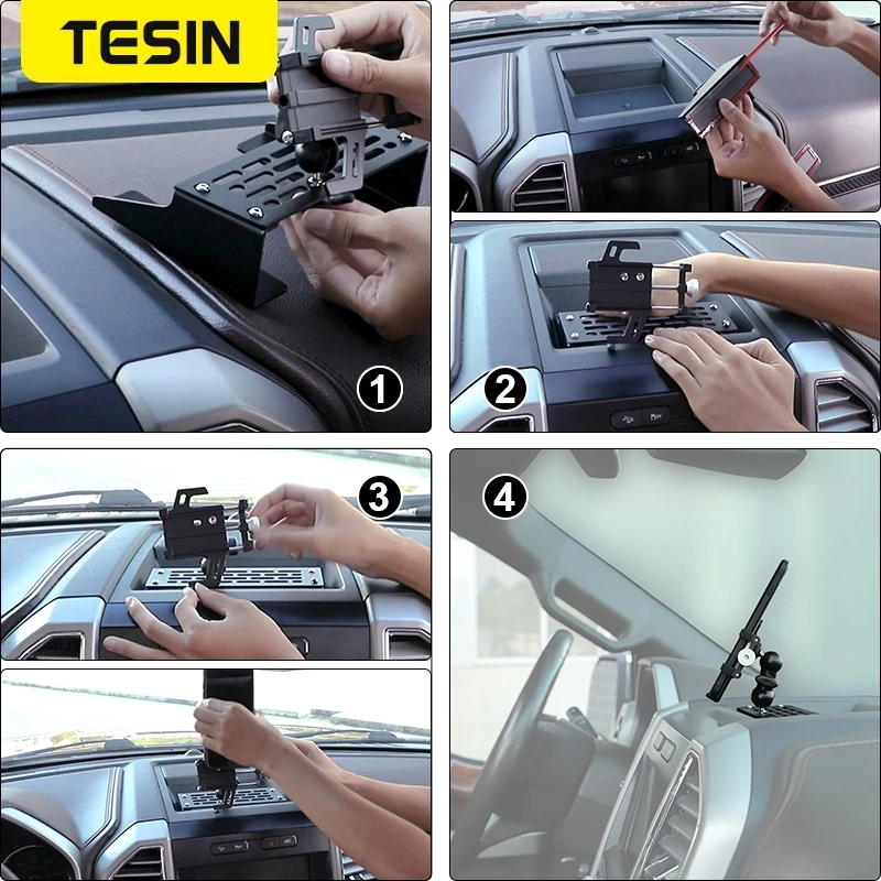 TESIN 자동차 대시 보드 센터 콘솔 다기능 확장 전화 홀더, iPad 스탠드, GPS 마운트 브래킷, Ford F150 2015-2020