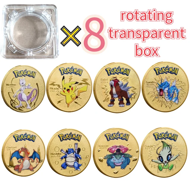 Charming Pokemon Commemorative Coin Kawaii Pikachu Patterns Gold Plated Color 29 Patterns Collection Anime Perfect Gifts 3