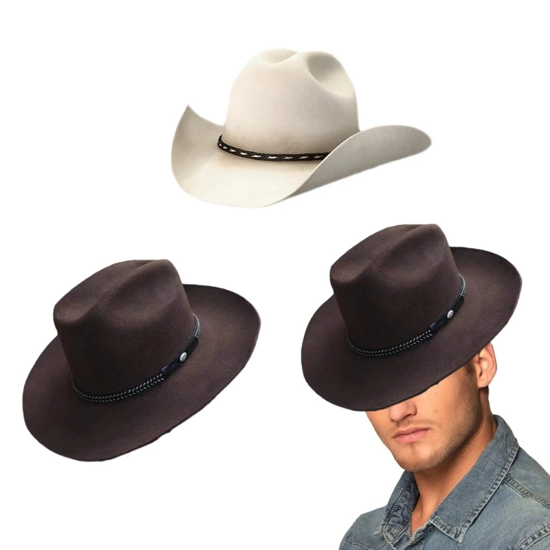 

Classical Fedoras Cowboy Hat for Travel Wide Brimmed Hat Western Cowboy Hat for Boy Man Adults Cowboy Hat