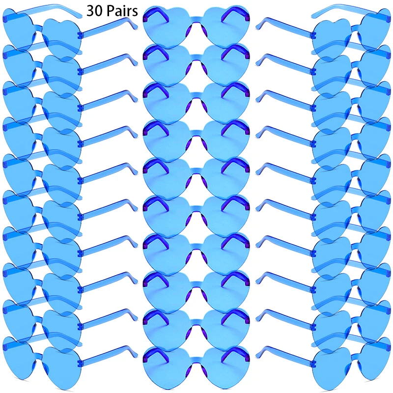 30 Pairs Per Set Heart Shaped Sunglasses Cute Rimless Solid Color Beach Vacation Shades Women Fashion Design Rave Sun Glasses 5