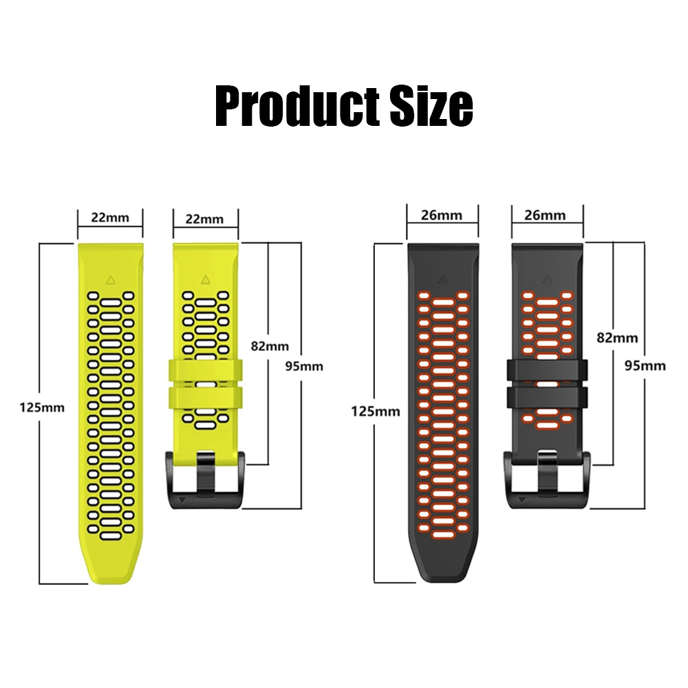 Sport Breathable Silicone Strap - QuickFit 22mm/26mm Watchband