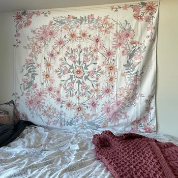 Tapisserie Murale en Macramé, Fleur de Mandala, Ta édélique, Bohème, Salon, Dortoir, Chambre à Coucher, Esthétique 1