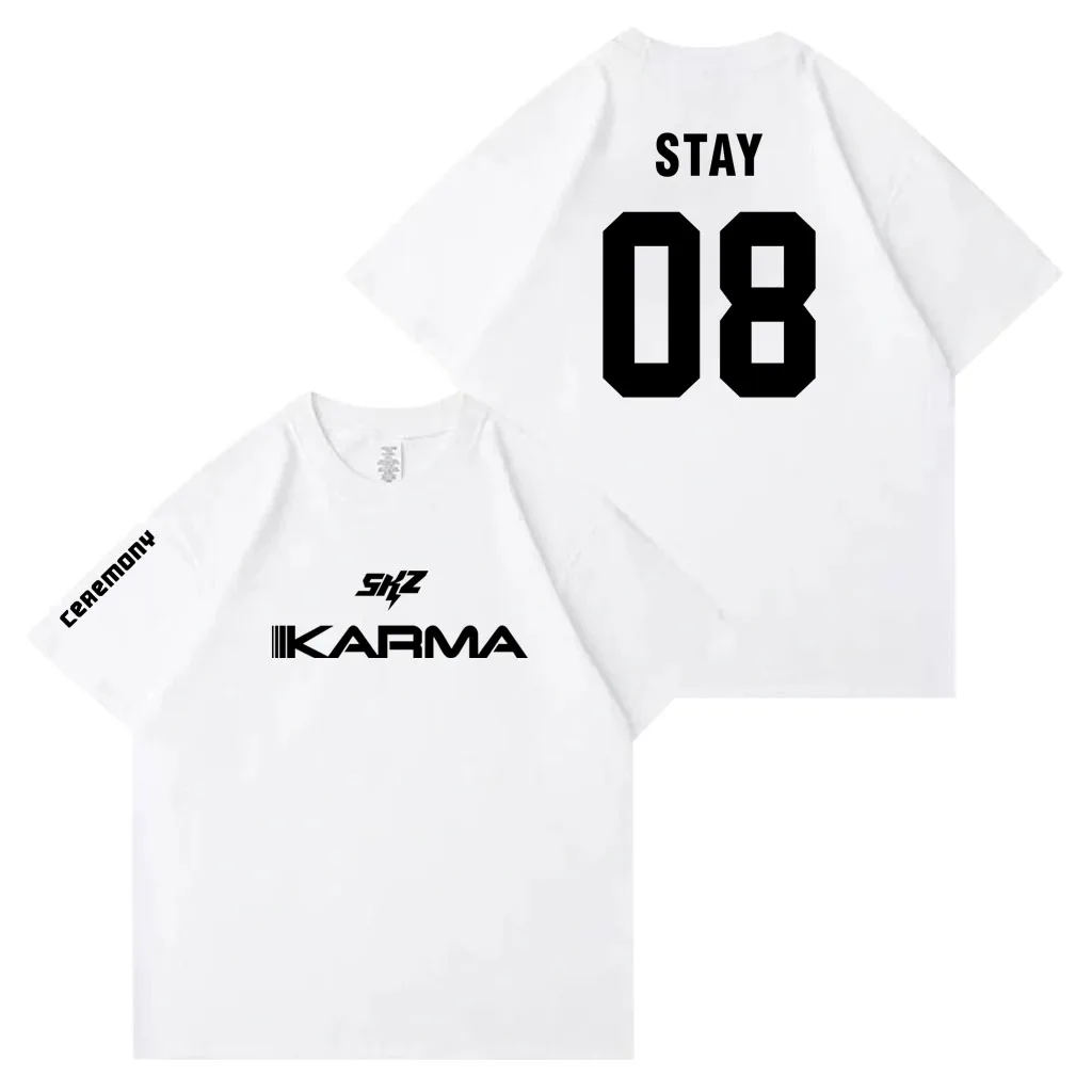 Kpop Stray 2025 Das 4. Album KARMA Zeremonie Kpop Mode Lose T Shirt Männer Frauen Casual Baumwolle Gemütliche K-pop Kurzarm Top – Detail 11