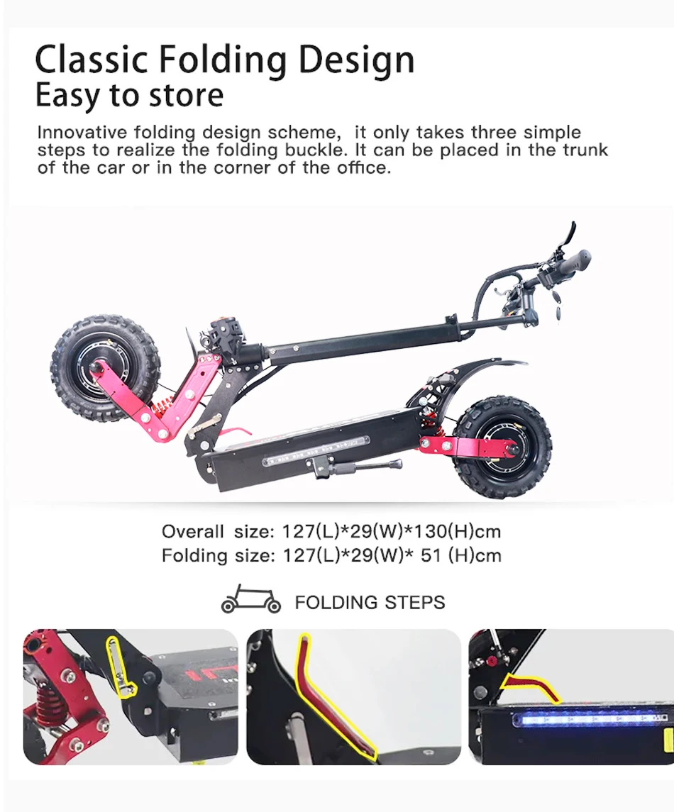 Electric Scooter 85KM/H Max Speed Adult Electric Scooter 5600W Dual Motor Foldable 11 Inch Off Road Tire Trotinette &Eacute;lectrique